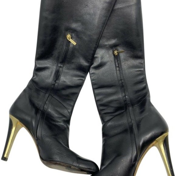 Jimmy Choo Shoes - JIMMY CHOO Black Leather Knee high boots 7.5